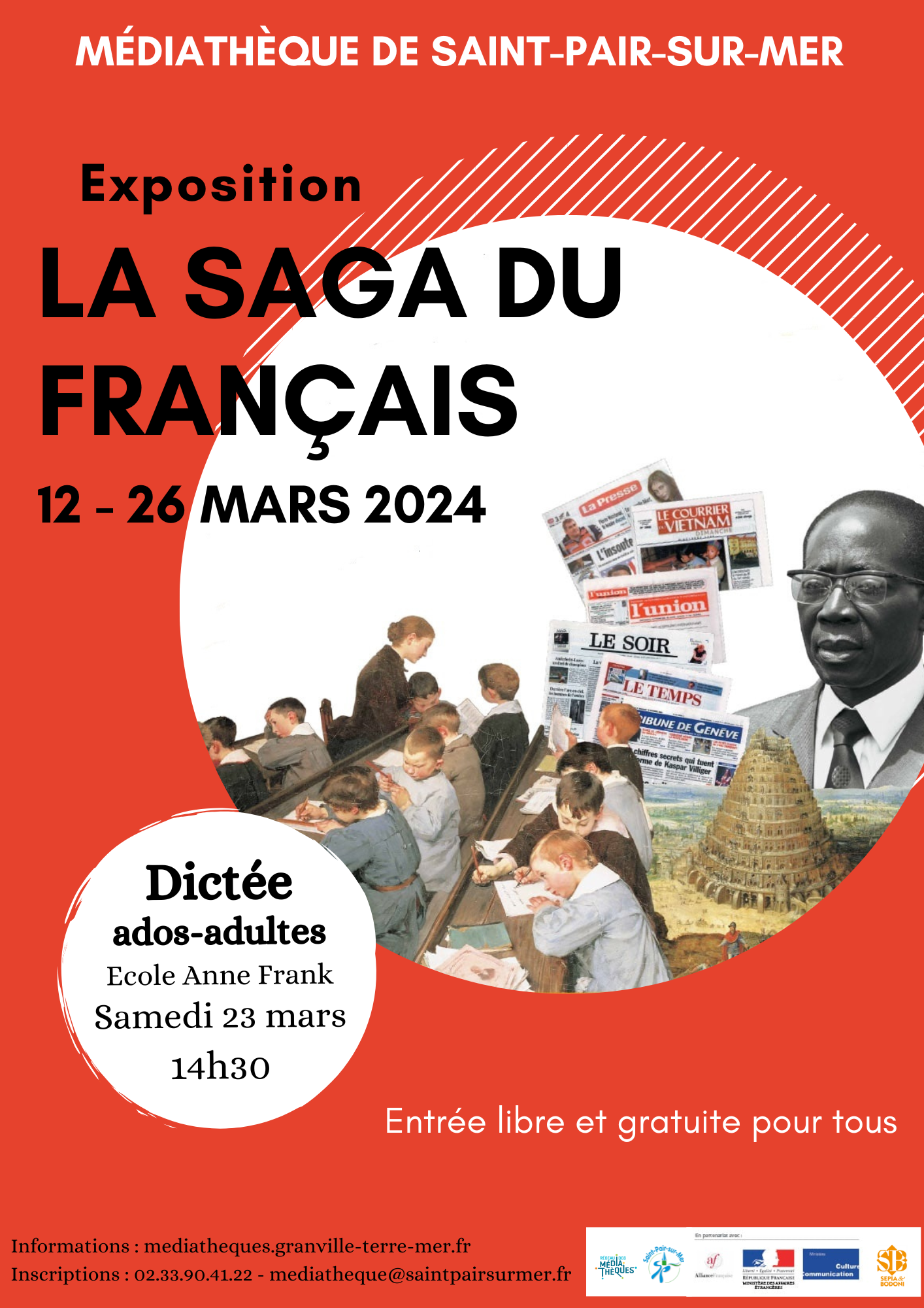 saint-pair-sur-mer médiathèque événements dictée français exposition