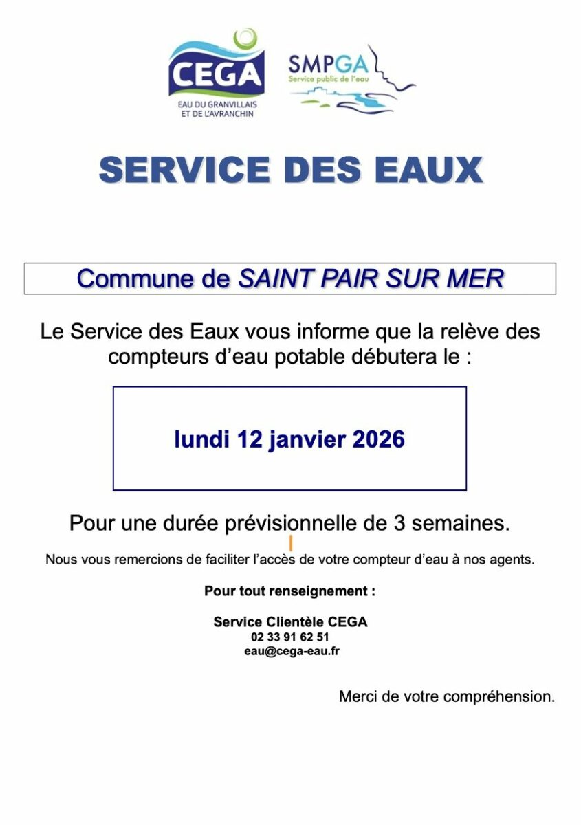 relève compteur eau potable st pair